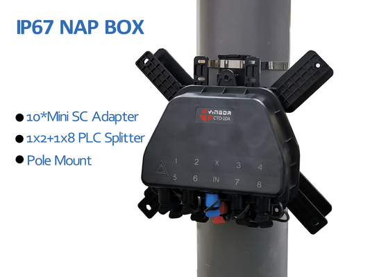 Pole Mount Air ไม่สมดุล NAP 8 ออก SC / APC CTO 1X8 1X2 Splitter กล่องไฟเบอร์ออปติก Mini SC