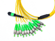 12 Fiber MPO APC Male to FC APC Fanout Patch Cord Single Mode 9/125um Breakout Yellow