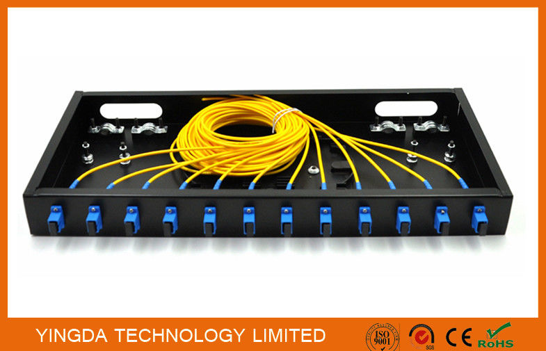 12 Port Sc Complete Assembly Load Fiber Optic Patch Panel 19 Odf Black