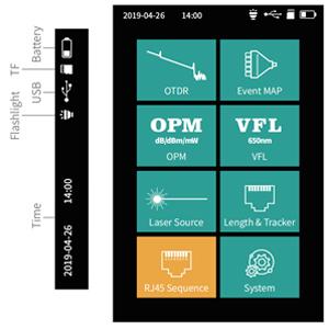 1310/1550nm SM ระยะการทดสอบ 5m-60Km มินิ OTDR 9 ใน 1 เครื่องทดสอบด้วย APC UPC SC/FC/ST/LC Adapter 1