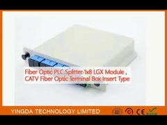 สายไฟเบอร์ออปติก PLC Splitter 1x8 โมดูล LGX, CATV สายไฟเบอร์ออปติก เทอร์มินัล Box Insert Type