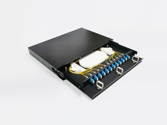 ซื้อ 12 พอร์ต 19 นิ้ว Rack Mount Slding แผงไฟเบอร์ออปติก Patch 1U LC UPC Duplex 24 Cores การผลิตออนไลน์