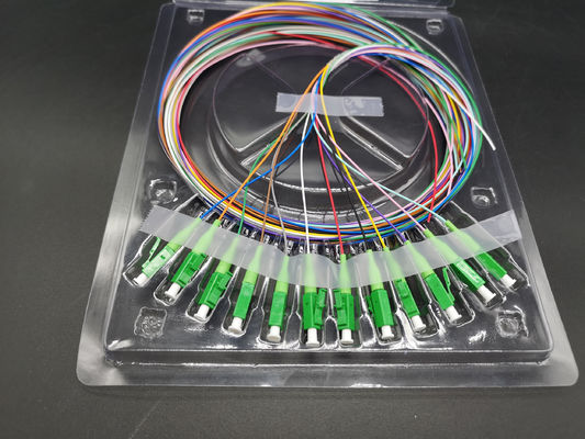 ซื้อ LC APC Connector สายเคเบิลไฟเบอร์ออปติก 12 สี Pigtails SM G657A1 LSZH Blister Box การผลิตออนไลน์