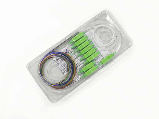ซื้อ สายไฟเบอร์ออปติก PLC Splitter 1x8 ด้วย SC Connector สีโหมดเดียวสําหรับเครือข่าย PON XGPON การผลิตออนไลน์