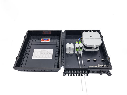 ซื้อ 16Ports Outdoor Optical Distribution Box Black With Sc Adapters Plate For  2x3mm Flat Drop Cable Outlets PC ABS Material การผลิตออนไลน์