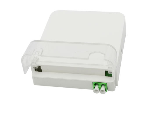ซื้อ 2 พอร์ต LC / APC เพล็กซ์ FTTH กล่องเทอร์มินัลไฟเบอร์ออปติกเต้าเสียบผนัง IP54 ในร่ม ABS + PC การผลิตออนไลน์