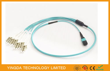 ซื้อ 100G OM3-300 สายเคเบิล QSFP MTP MPO พร้อมขั้วต่อ Uniboot 6 x LC Duplex Aqua การผลิตออนไลน์