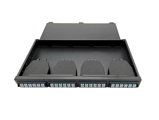 ซื้อ 1U Rack Mount MTP MPO แผงแพทช์ 19 นิ้ว ODF 96 สายเคเบิลไฟเบอร์ออปติก MPO LC การผลิตออนไลน์