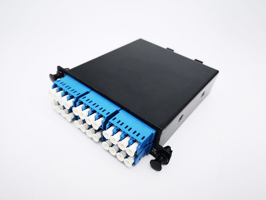 ซื้อ 12F 24F MTP MPO สายไฟเบอร์ออปติกเทปคาสเซ็ตสำหรับแผงแพทช์แร็ค 19 นิ้ว 1U โลหะสีดำ การผลิตออนไลน์