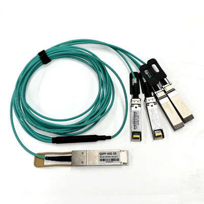 850nm 40G QSFP+ ถึง 4 X 10G SFP+ AOC เคเบิลออปติกซ์แอคทีฟ 5m OM3 8core Module Sfp To Sfp Cable