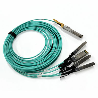 200G QSFP56 ถึง 4 x 50G SFP56 สายไฟฟ้าออปติกที่ทํางาน สายไฟฟ้า AOC Breakout 10M สําหรับศูนย์ข้อมูล