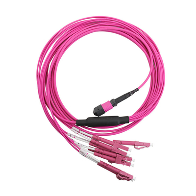 สายพับ MPO MPO-LC MPO/MTP ถึง 6 x LC UPC Duplex 12 สายใย OM4 MM ประเภท A สายพับ Breakout 5 เมตร 10 เมตร