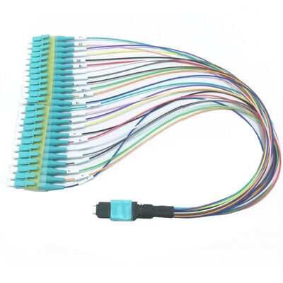 MPO Harness Cable 12 สายใย fanout LC PC สี pigtails MM OM3 MM 8F 12F 24F LSZH MPO MTP สายใยไฟเบอร์ออปติก