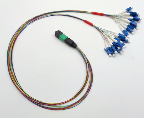 MPO Harness Cable 12 สายใย fanout LC PC สี pigtails MM OM3 MM 8F 12F 24F LSZH MPO MTP สายใยไฟเบอร์ออปติก
