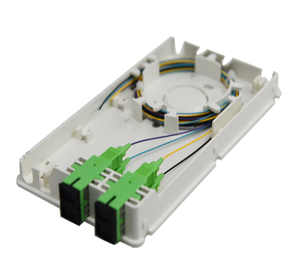 กล่องเทอร์มินัล FTTH 4 คอร์ ไฟเบอร์เดี่ยว พลาสติก ABS ติดผนัง กล่องพักสายไฟเบอร์ออปติก